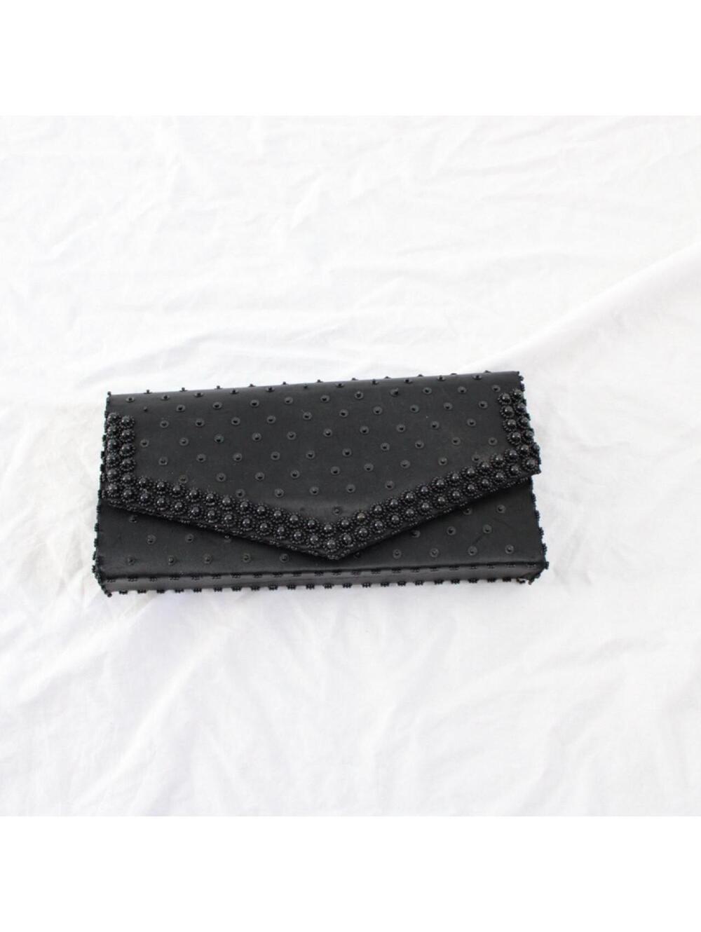 Vintage Gala of California Black hand beaded clutch
